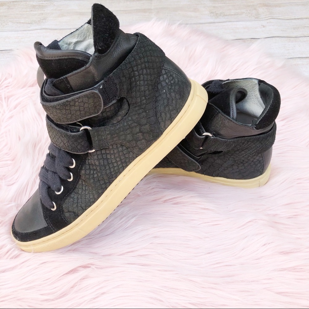 Maje | Black Suede Leather Lace Up Sneaker Size 39